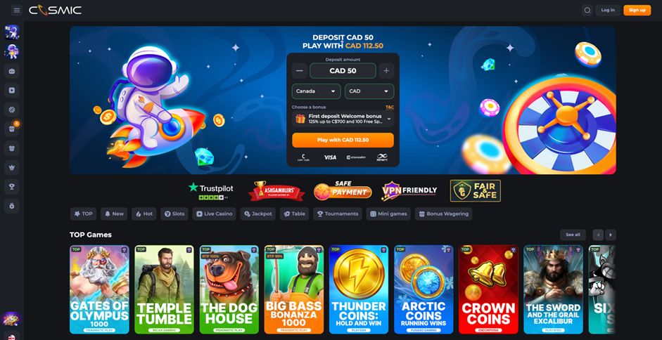 Cosmic casino hero overview