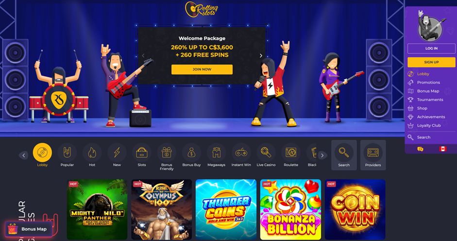 Rolling slots casino screen