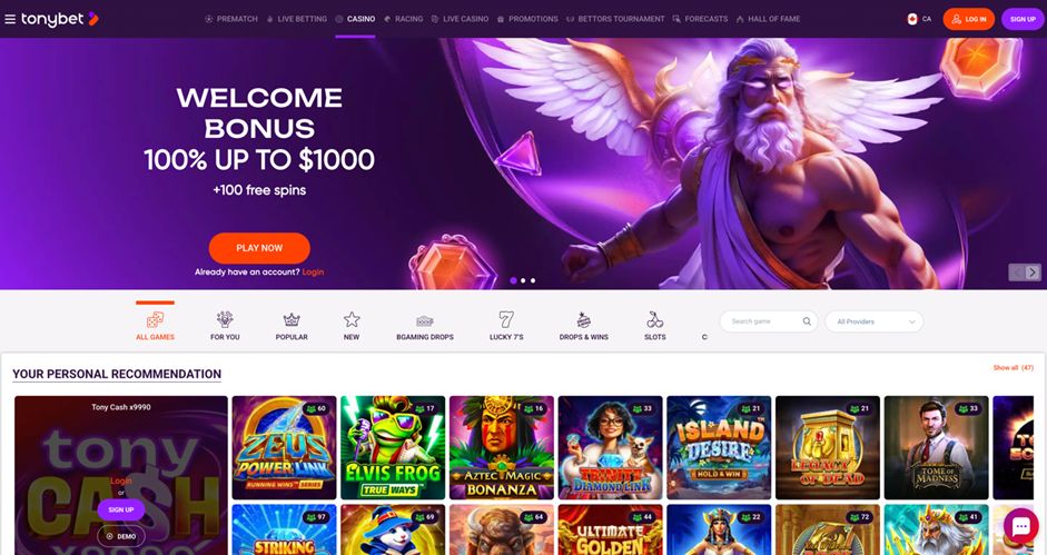 Tonybet casino bonus action