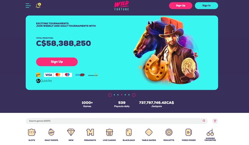 Wild fortune bonus call to action